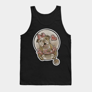 Bulldog Cutie & Cupcake - White Outlined Version Tank Top